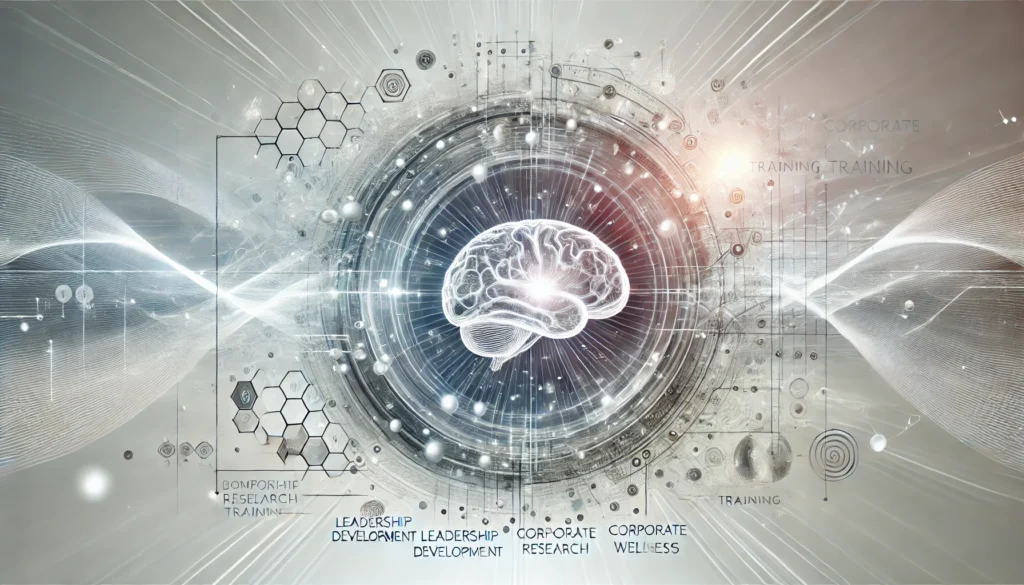 DALL·E 2025-02-19 19.42.47 - A futuristic and abstract digital artwork representing corporate mind training, leadership development, behavioral research, corporate culture trainin